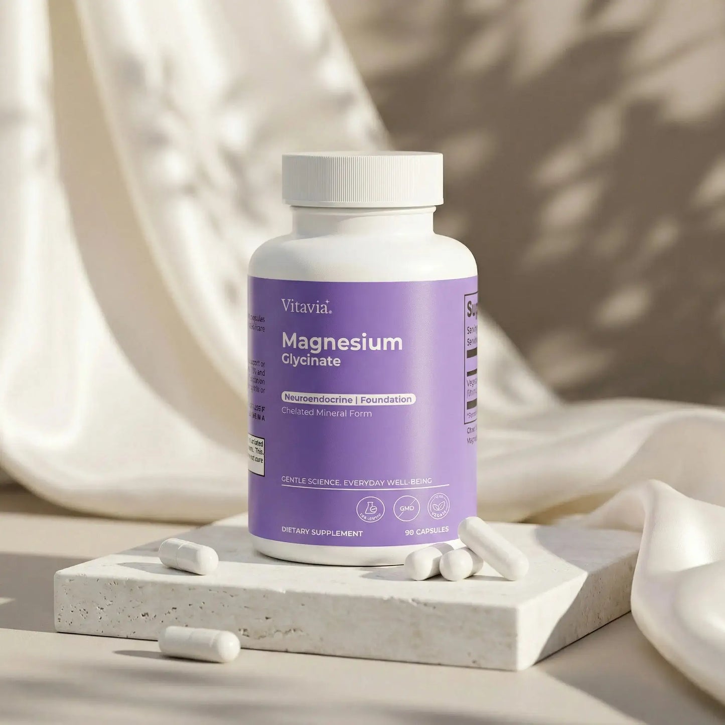 Magnesium Glycinate supplement ritual — nervous system calm and sleep support | Vitavia